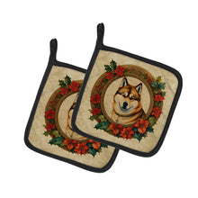Load image into Gallery viewer, Akita Christmas Flowers Pot Holders - Set of 2 Decorative Kitchen Helpers | Made in the USA