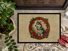 Load image into Gallery viewer, Alaskan Klee Kai Christmas Flowers Doormat-24x36 Indoor / Outdoor Rug | Made in USA