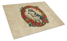 Load image into Gallery viewer, Alaskan Klee Kai Christmas Flowers Glass Cutting Boards – Durable, Decorative Kitchen Art