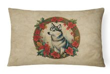 Load image into Gallery viewer, Alaskan Klee Kai Christmas Flowers Throw Pillow