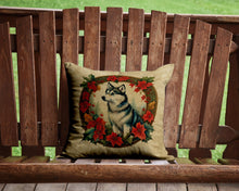 Load image into Gallery viewer, Alaskan Klee Kai Christmas Flowers Throw Pillow - 14x14 Decorative Pillow – Art for Your Home &amp; Patio