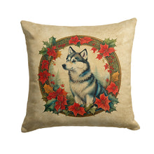 Load image into Gallery viewer, Alaskan Klee Kai Christmas Flowers Throw Pillow - 14x14 Decorative Pillow – Art for Your Home &amp; Patio