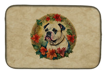 Load image into Gallery viewer, American Bulldog Christmas Flowers Dish Drying Mat