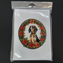 Load image into Gallery viewer, American English Coonhound Christmas Flowers Greeting Cards - Blank Note Cards – 8-Pack of Artist-Designed Cards with Envelopes