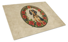 Load image into Gallery viewer, American English Coonhound Christmas Flowers Glass Cutting Boards – Durable, Decorative Kitchen Art