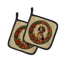 Load image into Gallery viewer, American English Coonhound Christmas Flowers Pot Holders - Set of 2 Decorative Kitchen Helpers | Made in the USA