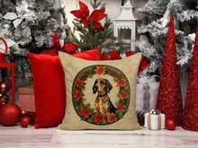 Load image into Gallery viewer, American English Coonhound Christmas Flowers Throw Pillow