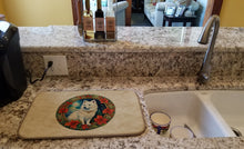 Load image into Gallery viewer, American Eskimo Christmas Flowers Dish Drying Mat