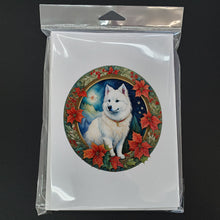 Load image into Gallery viewer, American Eskimo Christmas Flowers Greeting Cards - Blank Note Cards – 8-Pack of Artist-Designed Cards with Envelopes