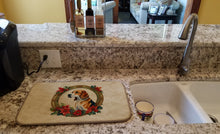 Load image into Gallery viewer, American Foxhound Christmas Flowers Dish Drying Mat
