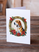 Load image into Gallery viewer, American Foxhound Christmas Flowers Greeting Cards - Blank Note Cards – 8-Pack of Artist-Designed Cards with Envelopes