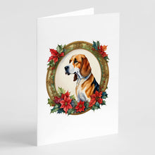 Load image into Gallery viewer, American Foxhound Christmas Flowers Greeting Cards - Blank Note Cards – 8-Pack of Artist-Designed Cards with Envelopes