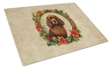 Load image into Gallery viewer, American Water Spaniel Christmas Flowers Glass Cutting Boards – Durable, Decorative Kitchen Art