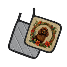 Load image into Gallery viewer, American Water Spaniel Christmas Flowers Pot Holders - Set of 2 Decorative Kitchen Helpers | Made in the USA