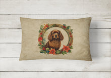 Load image into Gallery viewer, American Water Spaniel Christmas Flowers Throw Pillow