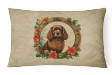 Load image into Gallery viewer, American Water Spaniel Christmas Flowers Throw Pillow