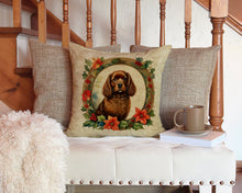 Load image into Gallery viewer, American Water Spaniel Christmas Flowers Throw Pillow - 14x14 Decorative Pillow – Art for Your Home &amp; Patio