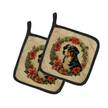 Load image into Gallery viewer, Appenzeller Sennenhund Christmas Flowers Pot Holders - Set of 2 Decorative Kitchen Helpers | Made in the USA