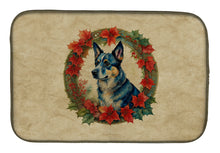 Load image into Gallery viewer, Australian Cattle Dog Christmas Flowers Dish Drying Mat