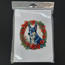 Load image into Gallery viewer, Australian Cattle Dog Christmas Flowers Greeting Cards - Blank Note Cards – 8-Pack of Artist-Designed Cards with Envelopes