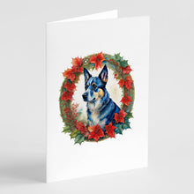 Load image into Gallery viewer, Australian Cattle Dog Christmas Flowers Greeting Cards - Blank Note Cards – 8-Pack of Artist-Designed Cards with Envelopes