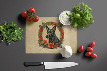 Load image into Gallery viewer, Australian Kelpie Christmas Flowers Glass Cutting Boards – Durable, Decorative Kitchen Art
