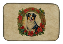 Load image into Gallery viewer, Australian Shepherd Christmas Flowers Dish Drying Mat