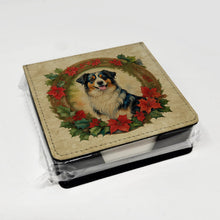 Load image into Gallery viewer, Australian Shepherd Christmas Flowers PU Leather Note Paper Holder
