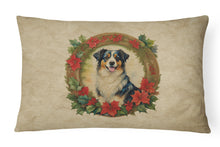 Load image into Gallery viewer, Australian Shepherd Christmas Flowers Throw Pillow