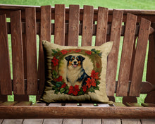Load image into Gallery viewer, Australian Shepherd Christmas Flowers Throw Pillow - 14x14 Decorative Pillow – Art for Your Home &amp; Patio