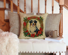 Load image into Gallery viewer, Australian Shepherd Christmas Flowers Throw Pillow - 14x14 Decorative Pillow – Art for Your Home &amp; Patio
