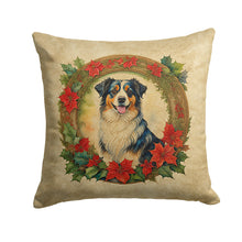 Load image into Gallery viewer, Australian Shepherd Christmas Flowers Throw Pillow