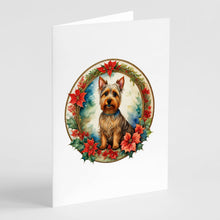Load image into Gallery viewer, Australian Terrier Christmas Flowers Greeting Cards - Blank Note Cards – 8-Pack of Artist-Designed Cards with Envelopes