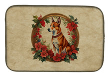 Load image into Gallery viewer, Basenji Christmas Flowers Dish Drying Mat