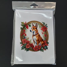 Load image into Gallery viewer, Basenji Christmas Flowers Greeting Cards - Blank Note Cards – 8-Pack of Artist-Designed Cards with Envelopes