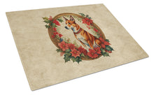 Load image into Gallery viewer, Basenji Christmas Flowers Glass Cutting Boards – Durable, Decorative Kitchen Art