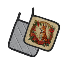 Load image into Gallery viewer, Basenji Christmas Flowers Pot Holders - Set of 2 Decorative Kitchen Helpers | Made in the USA