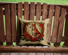 Load image into Gallery viewer, Basenji Christmas Flowers Throw Pillow - 14x14 Decorative Pillow – Art for Your Home &amp; Patio