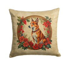 Load image into Gallery viewer, Basenji Christmas Flowers Throw Pillow - 14x14 Decorative Pillow – Art for Your Home &amp; Patio