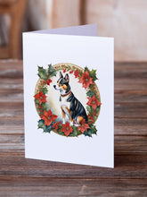 Load image into Gallery viewer, Basenji Christmas Flowers Greeting Cards - Blank Note Cards – 8-Pack of Artist-Designed Cards with Envelopes
