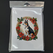Load image into Gallery viewer, Basenji Christmas Flowers Greeting Cards - Blank Note Cards – 8-Pack of Artist-Designed Cards with Envelopes
