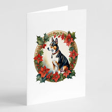 Load image into Gallery viewer, Basenji Christmas Flowers Greeting Cards - Blank Note Cards – 8-Pack of Artist-Designed Cards with Envelopes