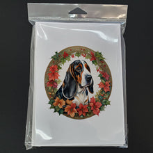 Load image into Gallery viewer, Basset Hound Christmas Flowers Greeting Cards - Blank Note Cards – 8-Pack of Artist-Designed Cards with Envelopes