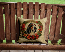 Load image into Gallery viewer, Basset Hound Christmas Flowers Throw Pillow - 14x14 Decorative Pillow – Art for Your Home &amp; Patio