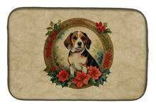 Load image into Gallery viewer, Beagle Christmas Flowers Dish Drying Mat