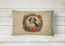 Load image into Gallery viewer, Beagle Christmas Flowers Throw Pillow