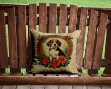 Load image into Gallery viewer, Beagle Christmas Flowers Throw Pillow - 14x14 Decorative Pillow – Art for Your Home &amp; Patio