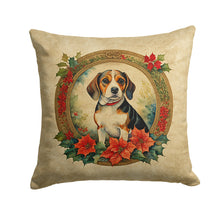 Load image into Gallery viewer, Beagle Christmas Flowers Throw Pillow