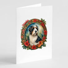 Load image into Gallery viewer, Bearded Collie Christmas Flowers Greeting Cards - Blank Note Cards – 8-Pack of Artist-Designed Cards with Envelopes