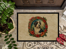 Load image into Gallery viewer, Bearded Collie Christmas Flowers Doormat